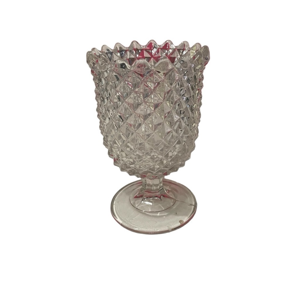 EAPG Sawtooth Diamond Hobnail Pressed Glass spooner 5 1/2 inches